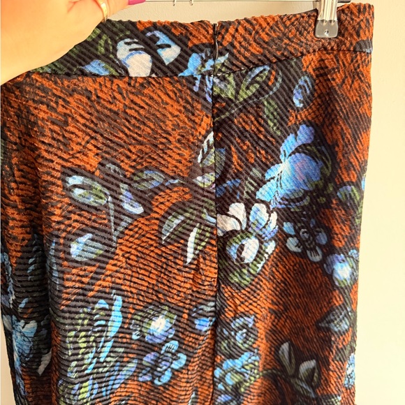 Markus Lupfer Brown Velvet Skirt with Blue Floral Accents - Picture 4 of 4